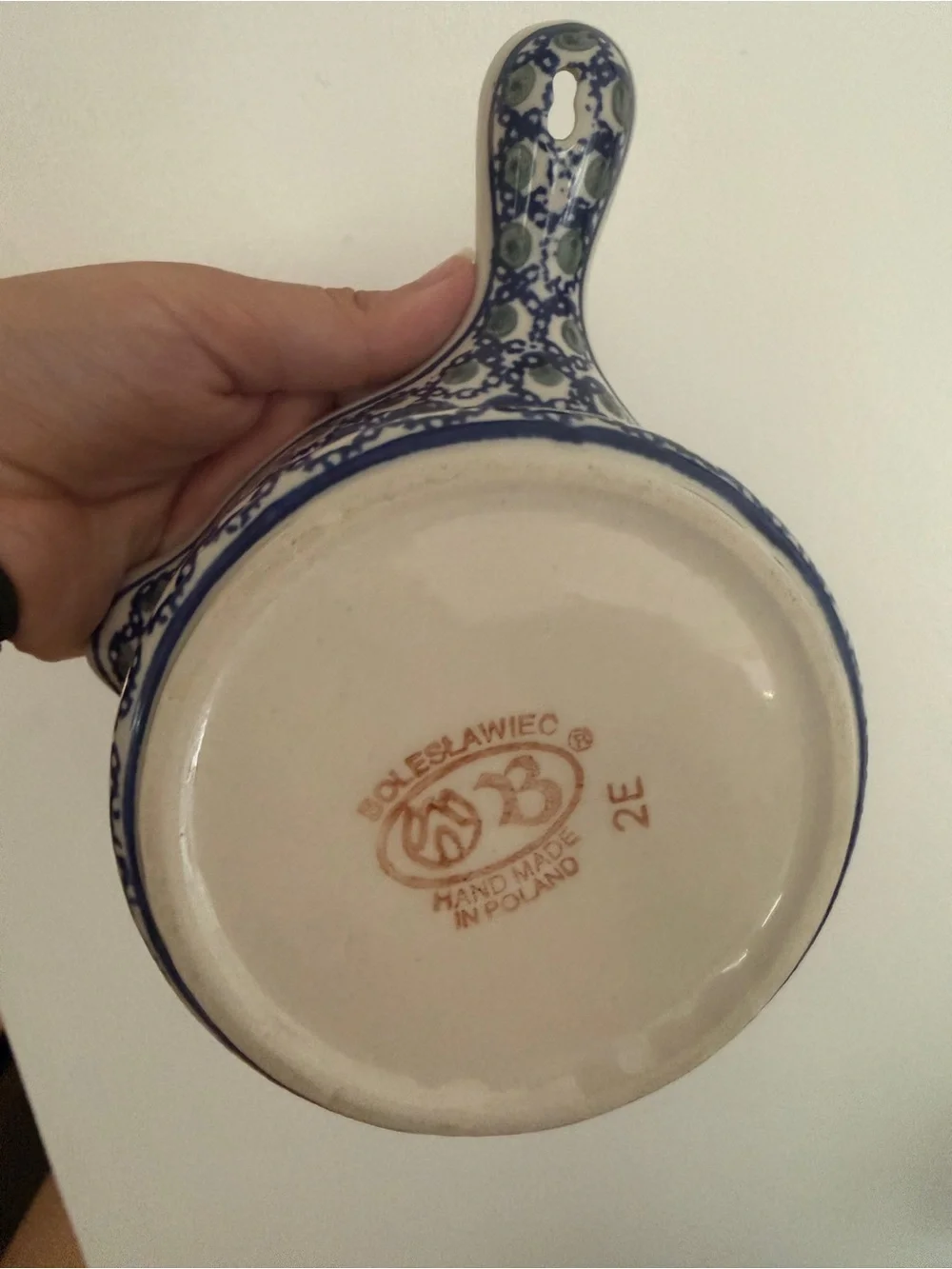 Blue Pattern Ceramic Saucepan with Handle